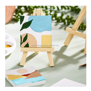 Mini toile tendue 6x6x1cm avec chevalet en bois pour enfants, fournitures d'art, peinture acrylique et à l'huile, DIY <span class=keywords><strong>pas</strong></span> <span class=keywords><strong>cher</strong></span> - Product Image 3