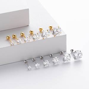 925 <b>Sterling</b> <b>Silver</b> <b>Stud</b> Earring for Women Girl Gift Colorful Zircon Crystal Jewelry Small Earring Wholesale - Product Image 1