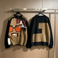 Sweat-shirt rétro pour homme, patchwork, imprimé portrait, coupe ample, style vintage, streetwear hip-hop, col rond, pull-over