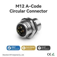 Conector Circular HYF M12 de 2/3/4/5/6/8/12 Pines, IP67 Impermeable, Montaje en Panel Frontal, Conector Industrial para Soldar en PCB