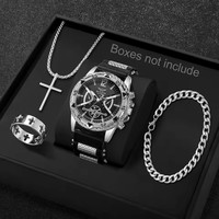 Lot de 4 montres à quartz pour homme avec cadran arabe, bracelet en silicone et collier assorti – Style décontracté et professionnel (Reloj Hombre)