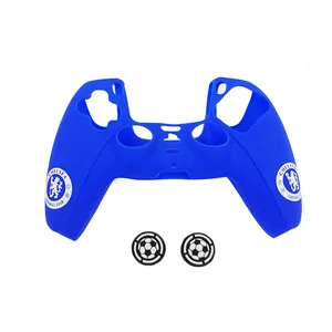 축구 디자인 실크 인쇄 실리콘 피부 보호 그립 커버 케이스 플레이 스테이션 5 PS5 듀얼 쇼크 컨트롤러 게임 액세서리