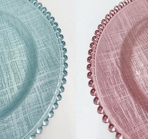 طقم أطباق عشاء دائرية كلاسيكية صديقة للبيئة بتصميم إبداعي ملون مع تطعيم ذهبي، صحون زجاجية للزفاف والاستخدام المنزلي - Product Image 5