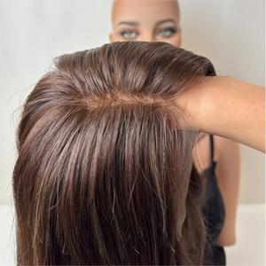 Nouvel arrivage de cheveux humains européens Brunette neutre avec blonde sur toute l'alopécie Perruque médicale Luxe Perruque HD Lace Front à nœud unique - Product Image 5
