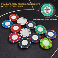 Jetons de poker en céramique 9g 39mm vierges, avec anneau de bordure personnalisé en maille hybride et centre de 24mm, fournisseur en gros pour soirées de tournoi à domicile