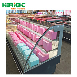 Vitrine réfrigérée professionnelle pour supermarché, grande capacité, pour viande et en-cas, avec verre incurvé - Product Image 4