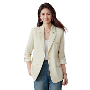 Women's Blazer Solid Color Polyester Anti-Wrinkle Professional Casual Spring Autumn Top - Product Image 5