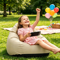 Fauteuil pouf pour enfants, rembourrage en mousse déchiquetée, housse amovible résistante aux éclaboussures avec poignée de transport portable