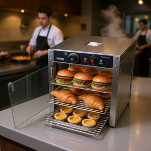 Chauffe-aliments Vevor 3 niveaux 34L en acier inoxydable, chauffage électrique avec éclairage LED pour hamburgers, pain, usage commercial en cuisine - Product Image 2