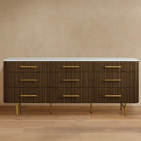 Commode Finnley à neuf tiroirs, moderne, faite à la main en bois massif, de haute qualité pour chambre à coucher, table de toilette