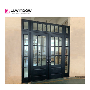 モダンデザインメーカー 木製フレンチガラススイングソリッドウッドエントランスドア木製ヒンジドア - Product Image 3