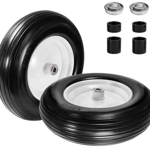 Neumático libre plano 3,50-<span class=keywords><strong>8</strong></span> con cubo de simetría de llanta de metal y rodamientos de bolas <span class=keywords><strong>Rueda</strong></span> de 14 pulgadas para carretilla/carretilla manual - Product Image 1