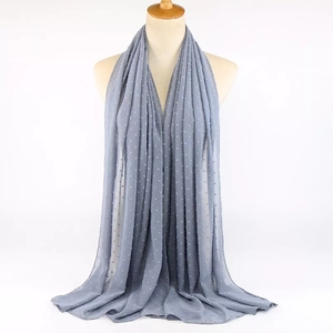 Bufanda de gasa con burbujas flocadas, hiyab para mujeres musulmanas, bufanda islámica transpirable de Color sólido, bufandas árabes, estilo de sombrero o estilo - Product Image 3