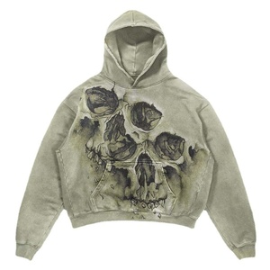 Men's Embroidered Oversized Pullover Hoodie Hooded Retro Gothic Casual Alphabet Blast Skull Sweatshirt - Product Image 4
