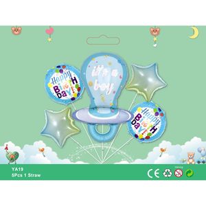 Set de 5 Globos de Aluminio con Diseño de Chupete y Gráficos Impresos para Decoración de Fiesta de Cumpleaños de Niño, Tema 'Es un Niño' - Product Image 3