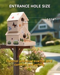 Kit <span class=keywords><strong>Wood</strong></span> Bird House inacabado para crianças para construir e pintar madeira Bird House Outdoor - Product Image 6