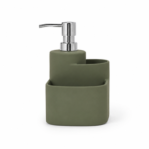 Organizador de Baño de Cerámica de Dos Compartimentos con Dispensador de Jabón, Organizador de Encimera de Doble Compartimento para Almacenamiento en Baño/Lavabo - Product Image 4