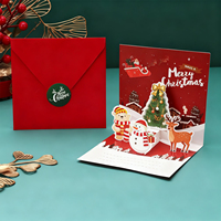 Cartes de Noël personnalisées en 3D avec effet pop-up, Père Noël, bonhomme de neige, cartes en carton duplex, cartes de vœux en kraft pour cadeaux de fête