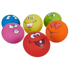 Smile Face Dog Squeaky Toys Soft Latex Puppy Pet Squeak Balls Latex Dog Toy For Small Dogs