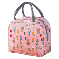 Nouvelle boîte à lunch isotherme écologique à motif floral avec fermeture éclair pour étudiants et employés de bureau, doublure en aluminium épais, polyester Oxford 2