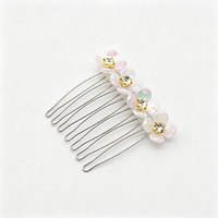 Peigne à cheveux Kawaii mini coquillage fleur strass multicolore pour femmes et filles, accessoires capillaires pour le quotidien, l'été, la plage, les mariages, les bals de promo et les fêtes