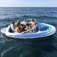 Bateau flottant gonflable en PVC épaissi pour rivière, flotteur de fête multi-personnes avec espace de rangement, double usage assis/couché