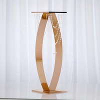 Support floral de table de mariage moderne en métal doré de 31,5 pouces de haut avec arrangement floral pour la décoration de la maison et des fêtes