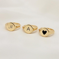 Personalisierter Initialen-Siegelring, individuell graviert, 13 mm, Logo-Buchstabenring für Damen und Herren, Modeschmuck, Geschenke