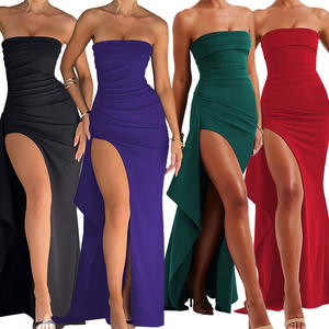 Offre Spéciale Sexy licou haute fendue volants <span class=keywords><strong>robe</strong></span> <span class=keywords><strong>de</strong></span> soirée pour les femmes été hors épaule <span class=keywords><strong>robe</strong></span> pour discothèque - Product Image 1