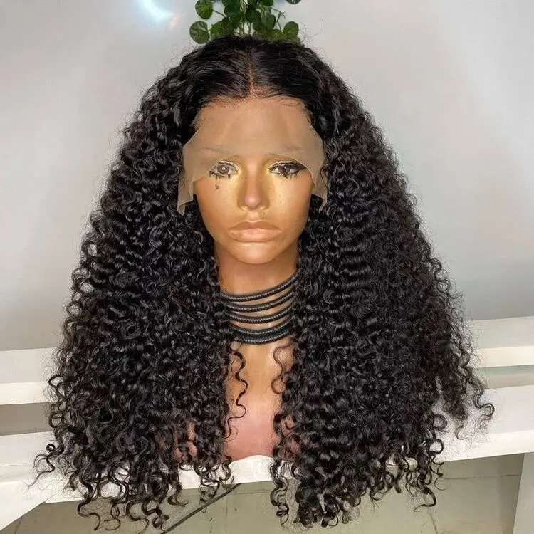 200% Density Heavy Lace Front Wig With Baby Hair Raw Virgin Cambodian Deep Curly Human Hair Wig 13*4 Swiss Lace