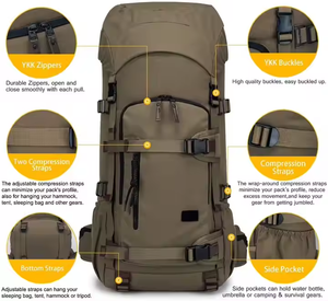 Custom <strong>60L</strong> Large Outdoor Camping Bag Tactical <strong>Backpack</strong> Hiking Trekking Bag - Product Image 3