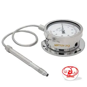 Đồng hồ đo áp suất nhiệt độ cao mặt bích MPT124-213, đồng hồ đo áp suất nhiệt độ cao với 450C