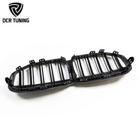 1 pièce/ensemble Grille avant double lamelles noire brillante en fibre de carbone compatible avec BMW Série 1 F40 2019+ Grille avant en carbone
