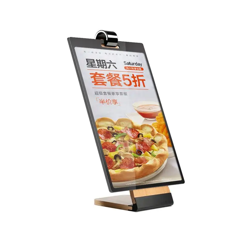 2022 Wood base PVC cover T/ L shape turning page fast food menu restaurant display board sign holder