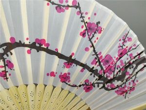 Abanico de Mano de Seda con Diseño de Flor de Ciruelo para Bodas y Fiestas, en Oferta - Product Image 2