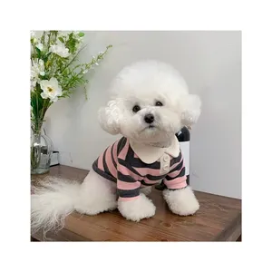 Spring/Summer Cat/Dog Casual Stripe Round Neck T-shirt Navy Style luxury Pet Clothing seller