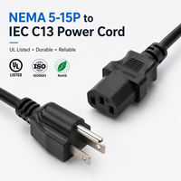 Câble d'alimentation UL homologué 10A 125V NEMA 5-15P vers IEC C13, 18AWG 3C, prise US, câble CA pour PC, ordinateur portable, moniteur, personnalisable