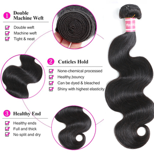 Venta al por mayor de cabello humano virgen brasileño, extensiones de onda corporal 1b sin procesar, puntas gruesas, cutícula alineada, paquete individual - Product Image 5