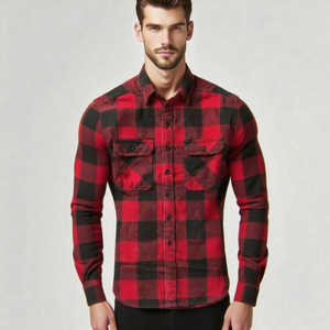 Chemise Flanelle Carreaux Rouge Et Blanc Structure Homme Taille XL Manches Longues