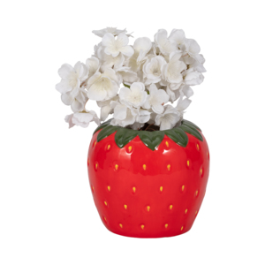 Pot de fleurs décoratif en céramique en forme de fraise pour l'intérieur, l'extérieur et la présentation en jardin - Product Image 2