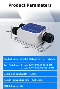 2500Mbps Gigabit Mạng Ngoài trời không thấm nước DC24V PoE Extender Splitter - Product Image 4