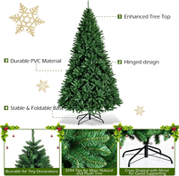 Arbre de Noël artificiel en PVC vert géant commercial de 9 pieds avec support en métal à 3594 embouts