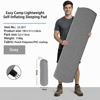 Matelas de camping auto-gonflant gris portable de haute qualité, tapis de couchage en PVC imperméable pour la randonnée et le trekking