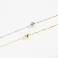 FUAMAY 925 Collar de bola simple de plata esterlina Collar con colgante de bola de oro pequeño