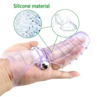 אצבע שרוול עם כדור ויברטור g-spot אנאלי דגדגן גירוי נדן קונדום צעצוע מין לנשים ערמונית אוננות קונדום