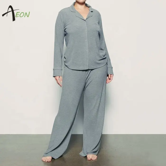 Conjunto de pijama luxuoso feminino, estilo rayon, algodão, bambu