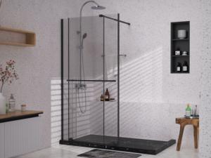 Salle <span class=keywords><strong>de</strong></span> <span class=keywords><strong>douche</strong></span> <span class=keywords><strong>noire</strong></span> <span class=keywords><strong>de</strong></span> <span class=keywords><strong>porte</strong></span> coulissante <span class=keywords><strong>de</strong></span> la conception moderne <span class=keywords><strong>120</strong></span>*185 <span class=keywords><strong>cm</strong></span> avec du verre trempé <span class=keywords><strong>de</strong></span> 6mm - Product Image 3