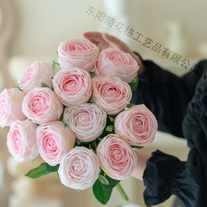 ดอกกุหลาบผ้าไหมประดิษฐ์สีชมพู หรูหรา สำหรับตกแต่งงานแต่งงานและบ้าน คุณภาพสูง ทนทาน - Product Image 1