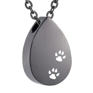 Cat Paw Memorial Anhänger Feuer bestattung Urne Halskette für Asche aus 316L Edelstahl Andenken Medaillon Wasser tropfen Schmuck