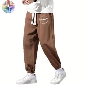 Pantalones de chándal para correr, venta al por mayor, con logotipo bordado personalizado, de lana lisa, de felpa francesa, pantalones de chándal holgados para uso diario en la calle para hombre - Product Image 1